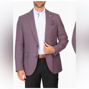 Tailorbyrd Men's Blazer - Burgundy and Black Checkered